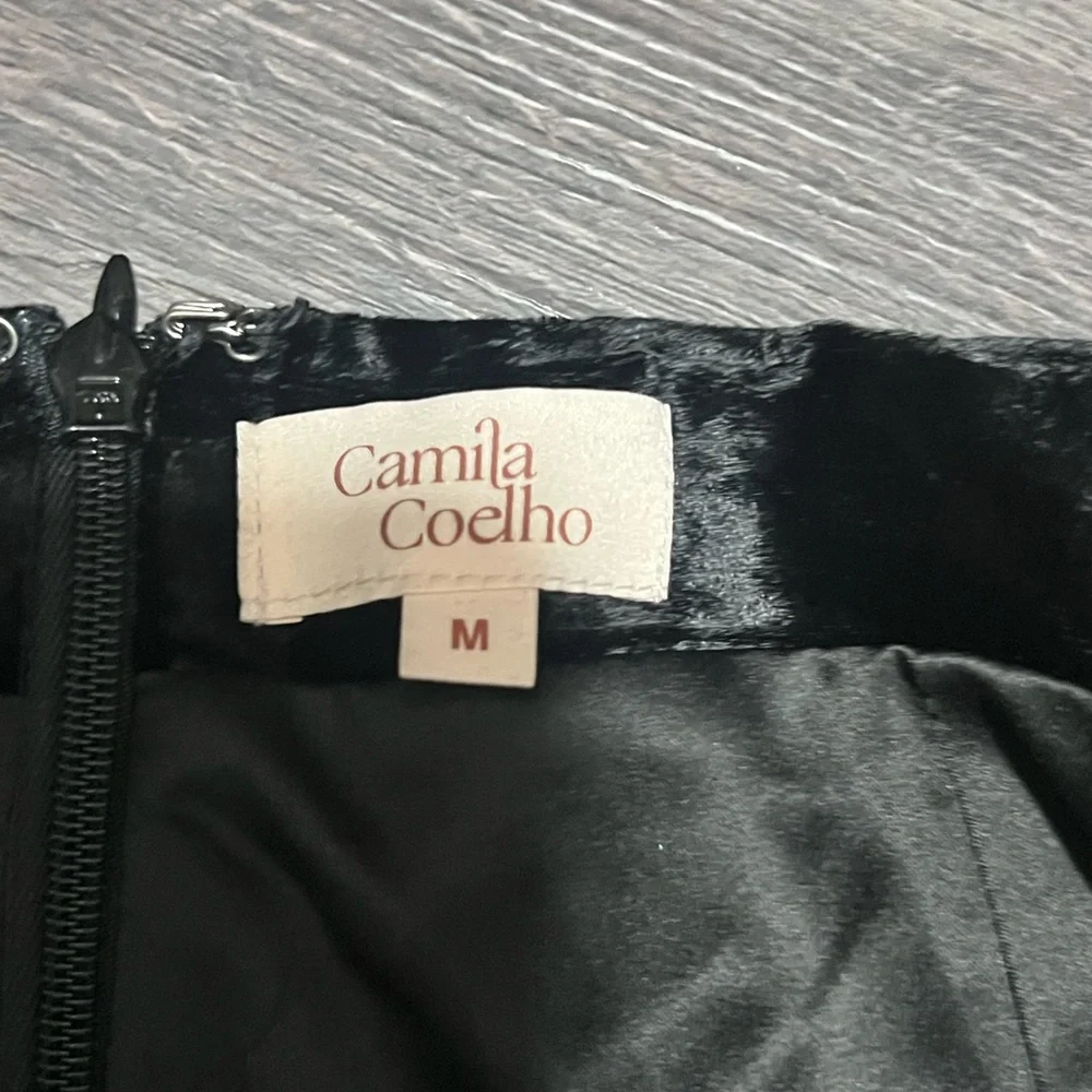 Elegant Black Velvet Skirt with Fringe - Picture 7 of 8